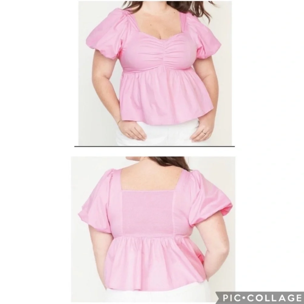 ❣️🆕Old Navy May All Day Pink Puff Sleeve Babydoll Top❣️